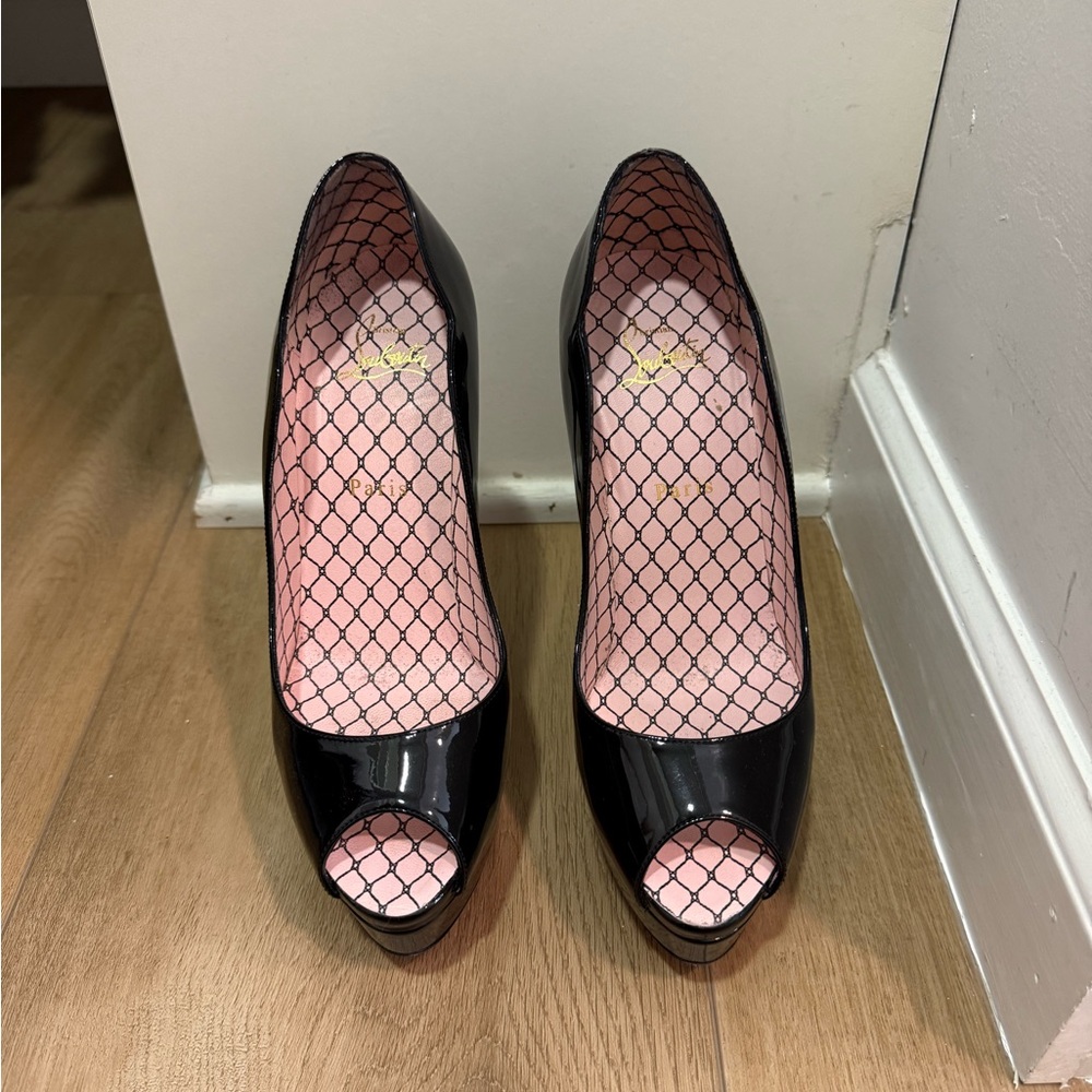 Christian Louboutin Black Peep-Toe Pump